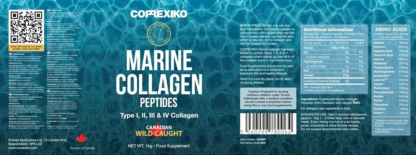 CORREXIKO Marine Collagen Powder Unflavored, 100 Servings