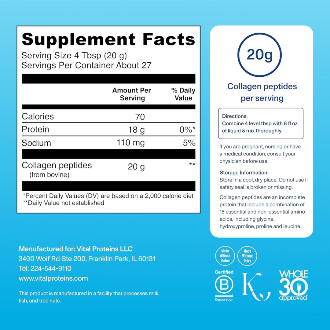 Vital Proteins Collagen Peptides Powder, Unflavored 19.3 OZ