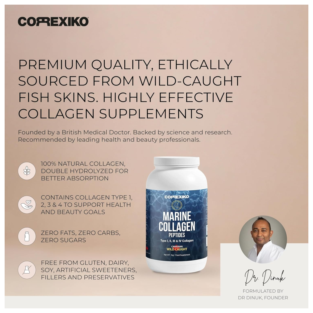 CORREXIKO Marine Collagen Powder Unflavored, 100 Servings