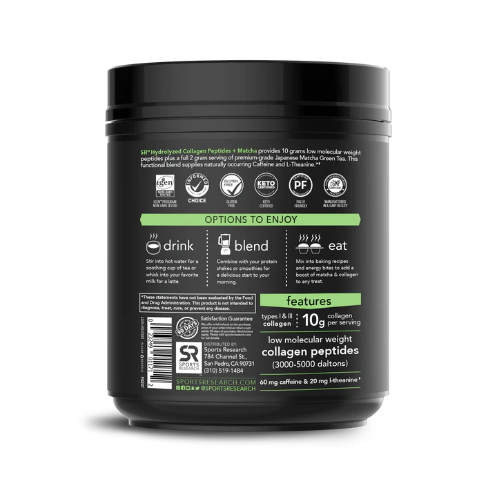 Sports Research Collagen Peptides - Matcha Green Tea